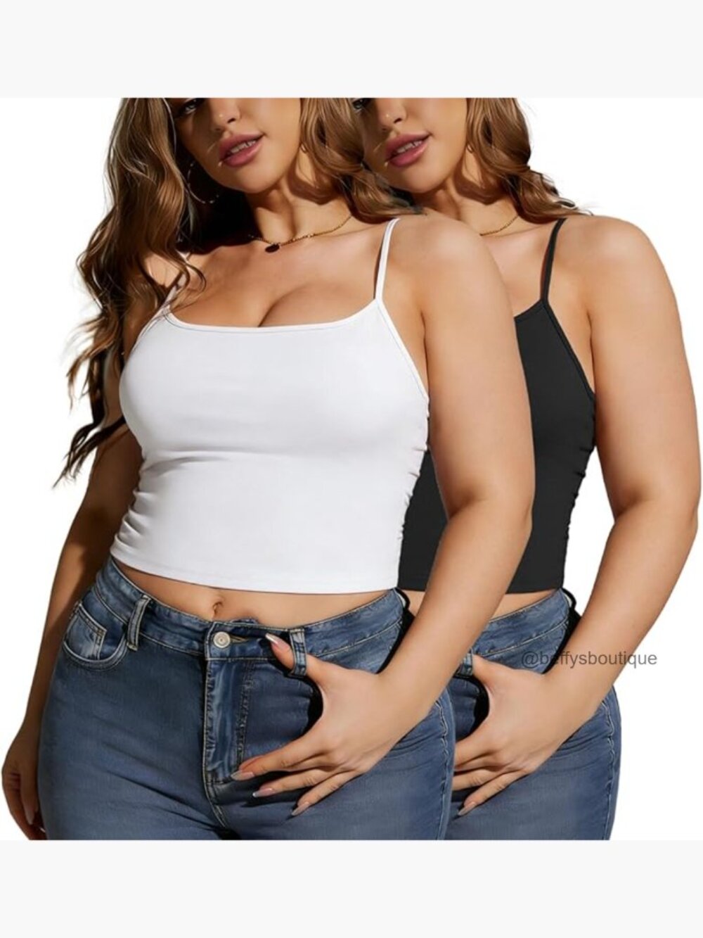 Plus Size Camisole 2-Pack Soft Knit Oversize Slim Fit Tank Tops